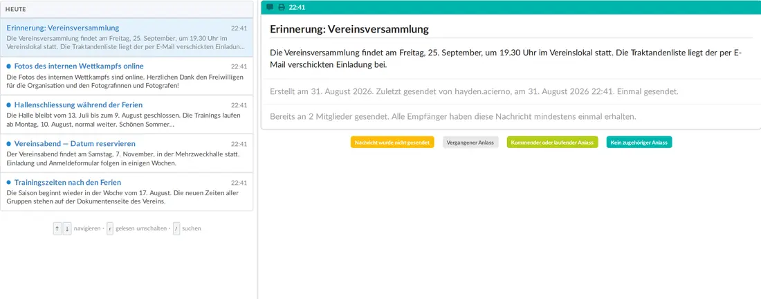 Der Posteingang des Vereins
